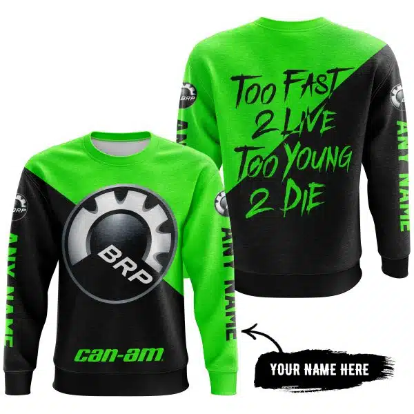 Too Fast To Live Too Young To Die - 3d All Over Printed - Can Am Green - Image 4