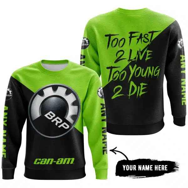 Too Fast To Live Too Young To Die - 3d All Over Printed - Can Am Green 1 - Image 3