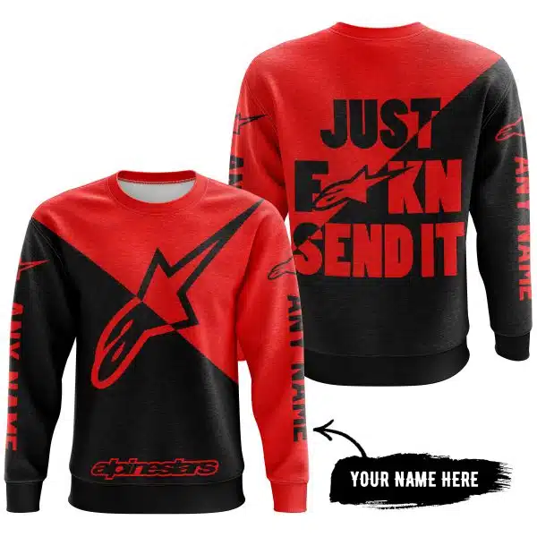 Just Fkcn Send It - 3d All Over Printed - Alpinestars Red - Image 4