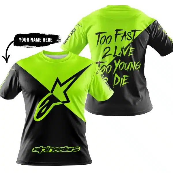 Too Fast To Live Too Young To Die - 3d All Over Printed - Alpinestars Neon - Image 3