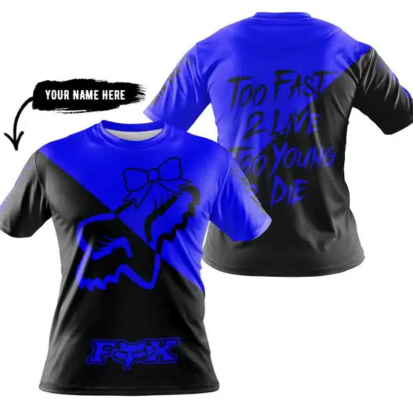 Too Fast To Live Too Young To Die – 3d All Over Printed – Fox Racing Girl – Blue - Image 3