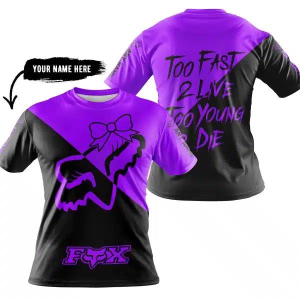 Too Fast To Live Too Young To Die – 3d All Over Printed – Fox Racing Girl – Purple - Image 3