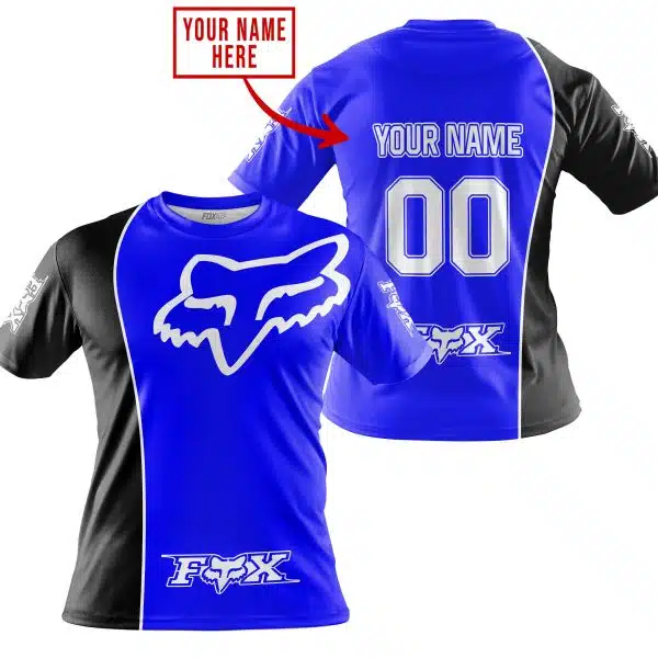 Limited Edition - Custom Name Motocrocss V2 - Fox Racing - Black Blue - Image 3