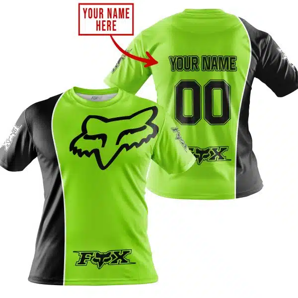 Limited Edition - Custom Name Motocrocss V2 - Fox Racing - Black Green 1 - Image 3
