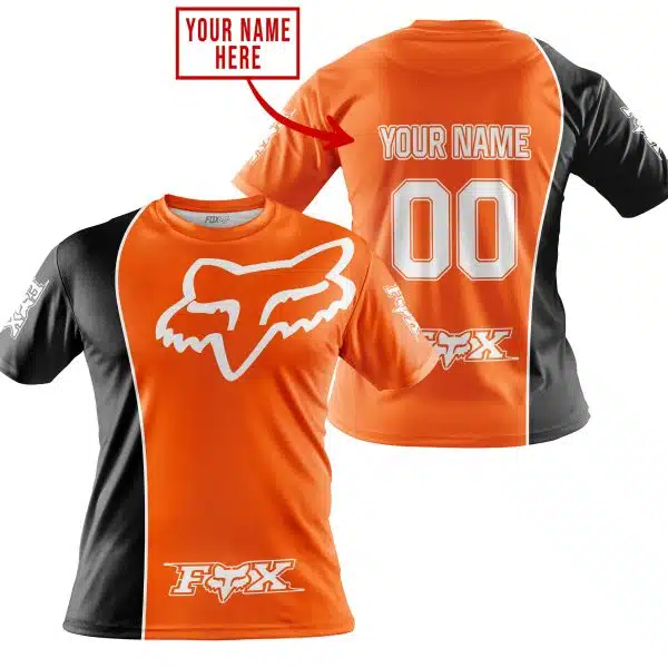 Limited Edition - Custom Name Motocrocss V2 - Fox Racing - Black Orange - Image 3