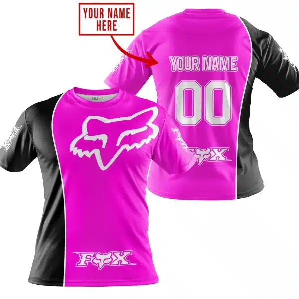 Limited Edition - Custom Name Motocrocss V2 - Fox Racing - Black Pink - Image 3