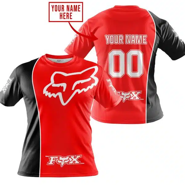 Limited Edition - Custom Name Motocrocss V2 - Fox Racing - Black Red - Image 4