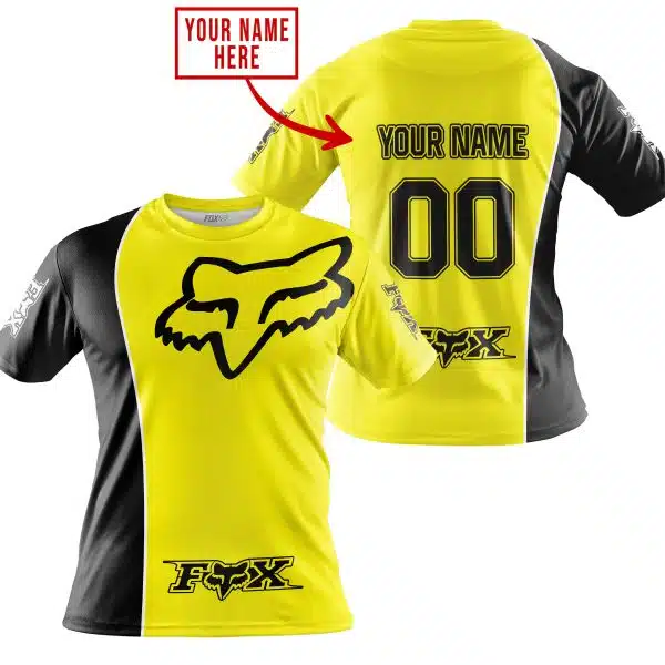 Limited Edition - Custom Name Motocrocss V2 - Fox Racing - Black Yellow - Image 3