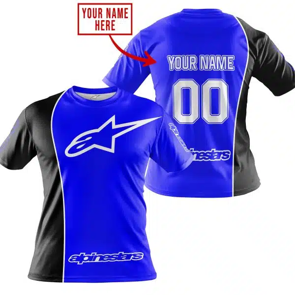 Limited Edition - Custom Name Motocrocss V2 - Alpinestars Black Blue - Image 3