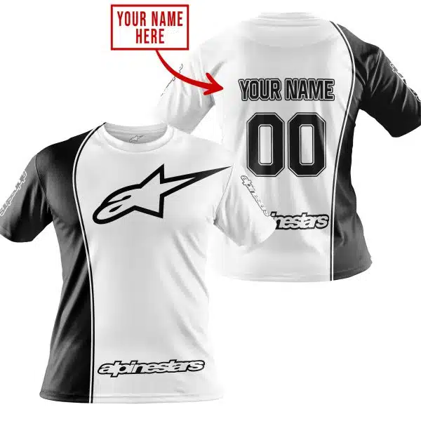 Limited Edition - Custom Name Motocrocss V2 - Alpinestars Black White - Image 3