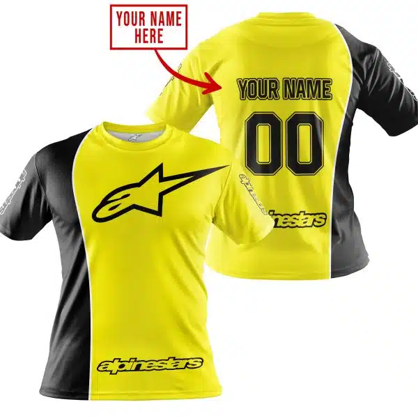 Limited Edition - Custom Name Motocrocss V2 - Alpinestars Black Yellow - Image 3