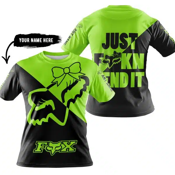Just Fckn Send It – 3d All Over Printed – Fox Racing Girl – Green 1 - Image 3