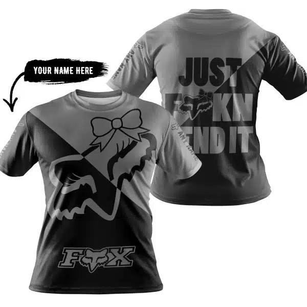 Just Fckn Send It – 3d All Over Printed – Fox Racing Girl – Grey - Image 3