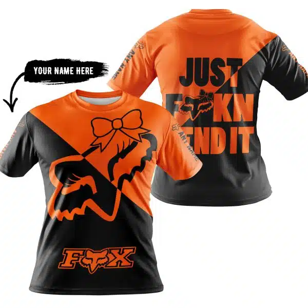 Just Fckn Send It – 3d All Over Printed – Fox Racing Girl – Orange - Image 3