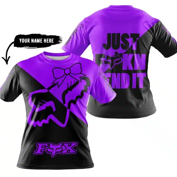 Just Fckn Send It – 3d All Over Printed – Fox Racing Girl – Purple - Image 3