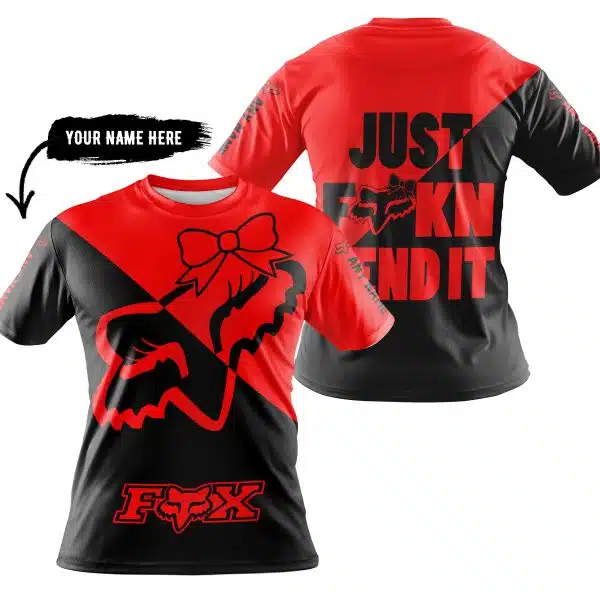 Just Fckn Send It – 3d All Over Printed – Fox Racing Girl – Red - Image 3