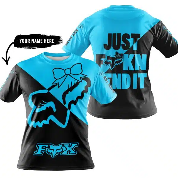 Just Fckn Send It – 3d All Over Printed – Fox Racing Girl – Sky Blue - Image 3