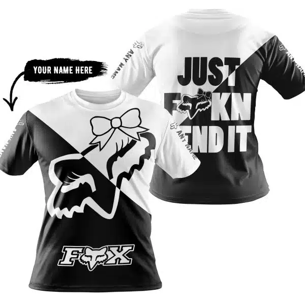 Just Fckn Send It – 3d All Over Printed – Fox Racing Girl – White - Image 3