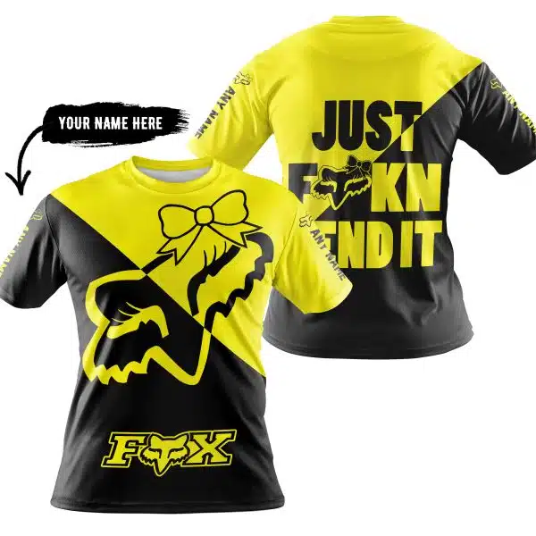 Just Fckn Send It – 3d All Over Printed – Fox Racing Girl – Yellow - Image 3