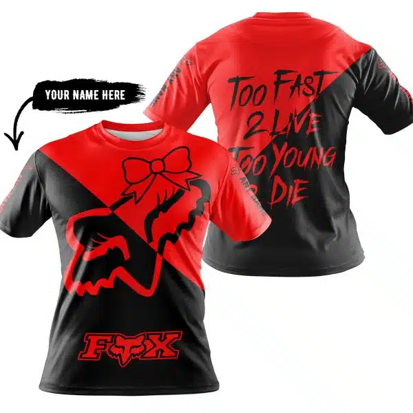 Too Fast To Live Too Young To Die – 3d All Over Printed – Fox Racing Girl – Red - Image 3