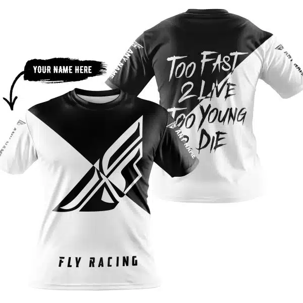 Too Fast To Live Too Young To Die - 3d All Over Printed - Fly Racing Black - Image 3