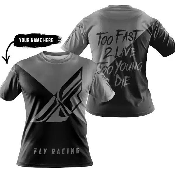 Too Fast To Live Too Young To Die - 3d All Over Printed - Fly Racing Grey - Image 3