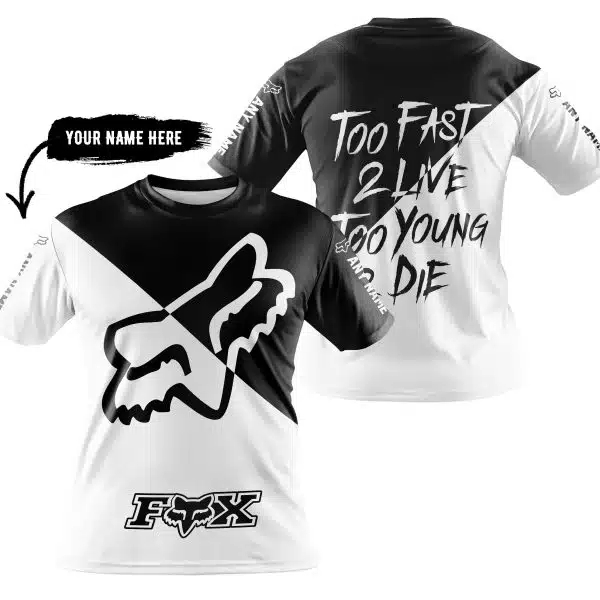 Too Fast To Live Too Young To Die - 3d All Over Printed - Fox Racing - Black - Image 3