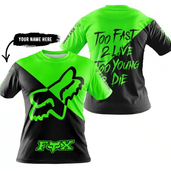 Too Fast To Live Too Young To Die - 3d All Over Printed - Fox Racing - Green - Image 3