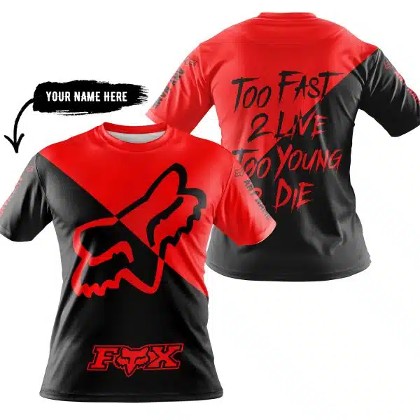 Too Fast To Live Too Young To Die - 3d All Over Printed - Fox Racing - Red - Image 3
