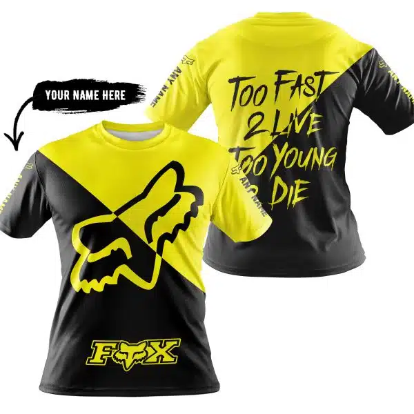 Too Fast To Live Too Young To Die - 3d All Over Printed - Fox Racing - Yellow - Image 3