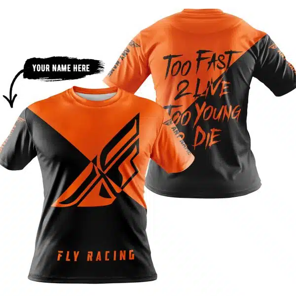 Too Fast To Live Too Young To Die - 3d All Over Printed - Fly Racing Orange - Image 3