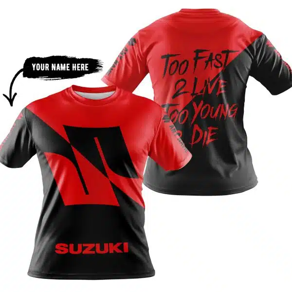 Too Fast To Live Too Young To Die - 3d All Over Printed - Suzuki - Red - Image 3