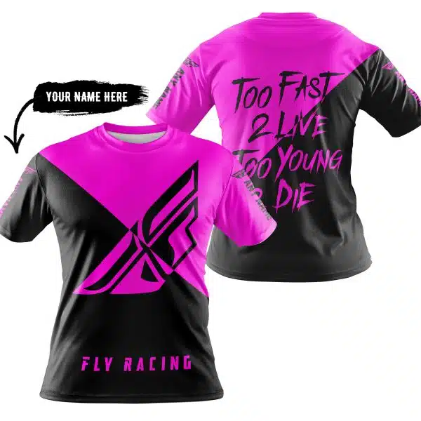Too Fast To Live Too Young To Die - 3d All Over Printed - Fly Racing Pink - Image 3