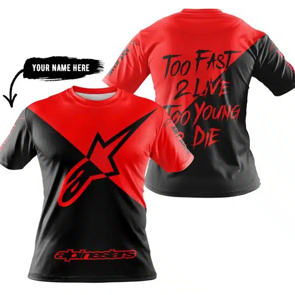 Too Fast To Live Too Young To Die - 3d All Over Printed - Alpinestars Red - Image 3
