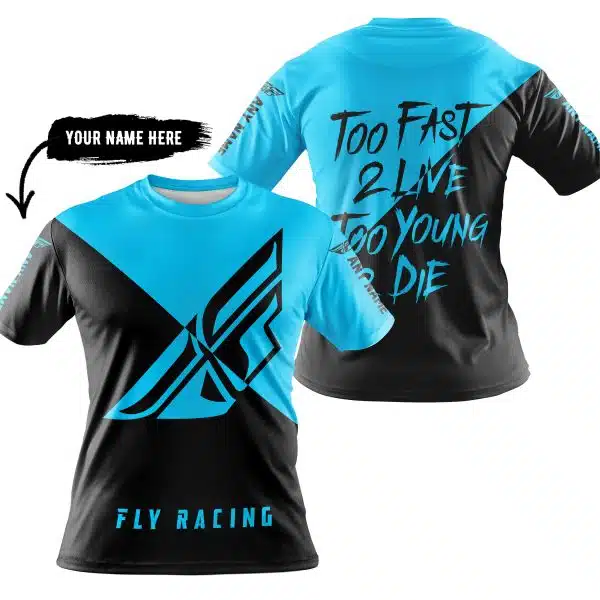 Too Fast To Live Too Young To Die - 3d All Over Printed - Fly Racing Sky Blue - Image 3