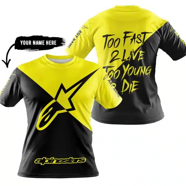 Too Fast To Live Too Young To Die - 3d All Over Printed - Alpinestars Yellow - Image 3