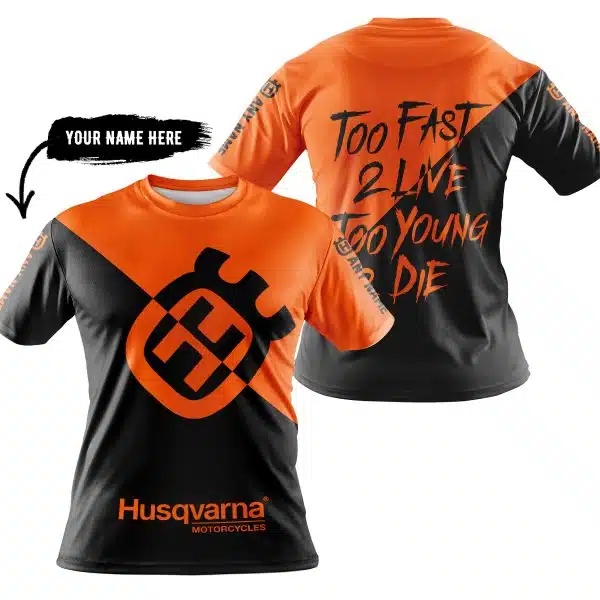 Too Fast To Live Too Young To Die - 3d All Over Printed - Husqvarna Orange - Image 3