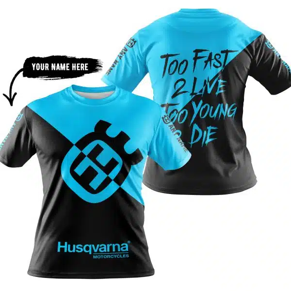 Too Fast To Live Too Young To Die - 3d All Over Printed - Husqvarna Sky Blue - Image 3