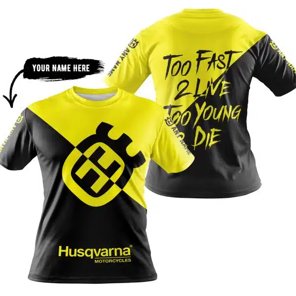 Too Fast To Live Too Young To Die - 3d All Over Printed - Husqvarna Yellow - Image 3