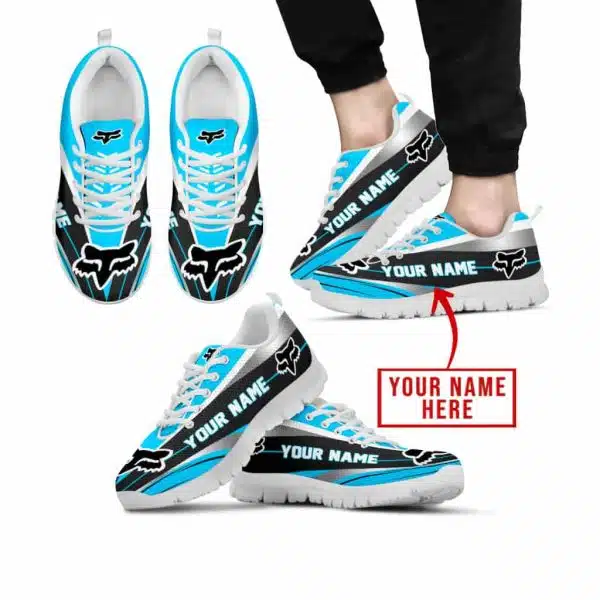 Premium Mx Sneakers - Custom Name - Fox Racing  - Sky Blue - White
