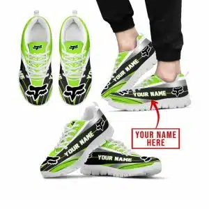 Premium Mx Sneakers - Custom Name - Fox Racing  - Green 1 - White