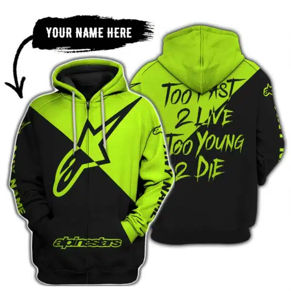 Too Fast To Live Too Young To Die - 3d All Over Printed - Alpinestars Neon - Image 2