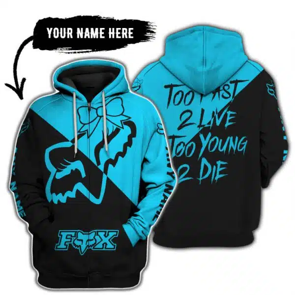 Too Fast To Live Too Young To Die – 3d All Over Printed – Fox Racing Girl – Sky Blue - Image 2
