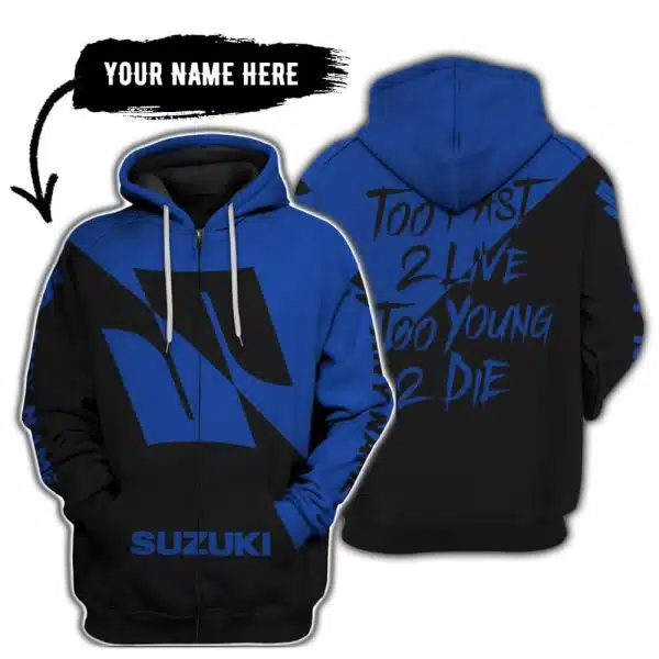 Too Fast To Live Too Young To Die - 3d All Over Printed - Suzuki - Blue - Image 2