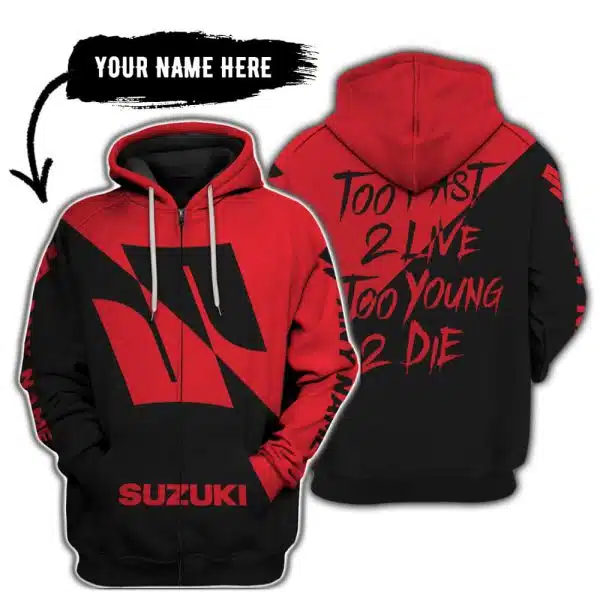 Too Fast To Live Too Young To Die - 3d All Over Printed - Suzuki - Red - Image 2