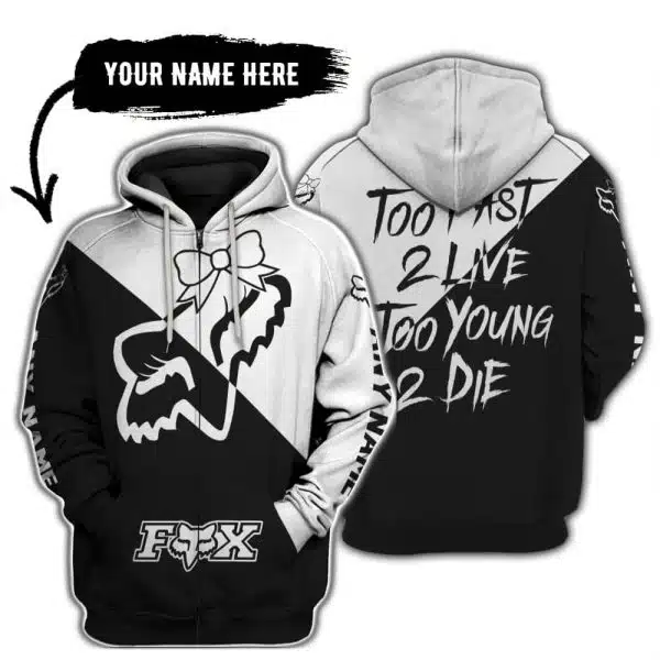 Too Fast To Live Too Young To Die – 3d All Over Printed – Fox Racing Girl – White - Image 2