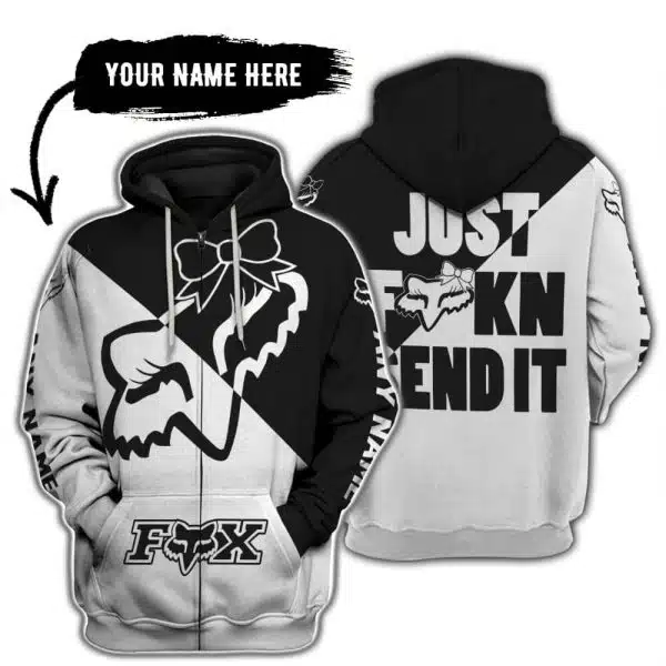 Just Fckn Send It – 3d All Over Printed – Fox Racing Girl – Black - Image 2