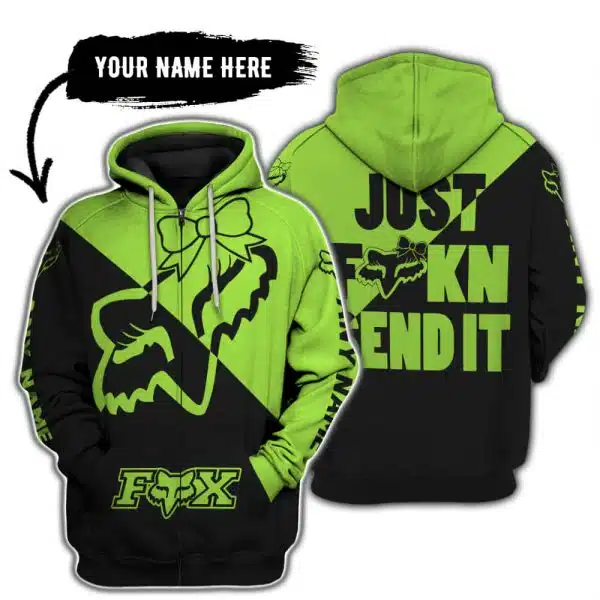 Just Fckn Send It – 3d All Over Printed – Fox Racing Girl – Green 1 - Image 2