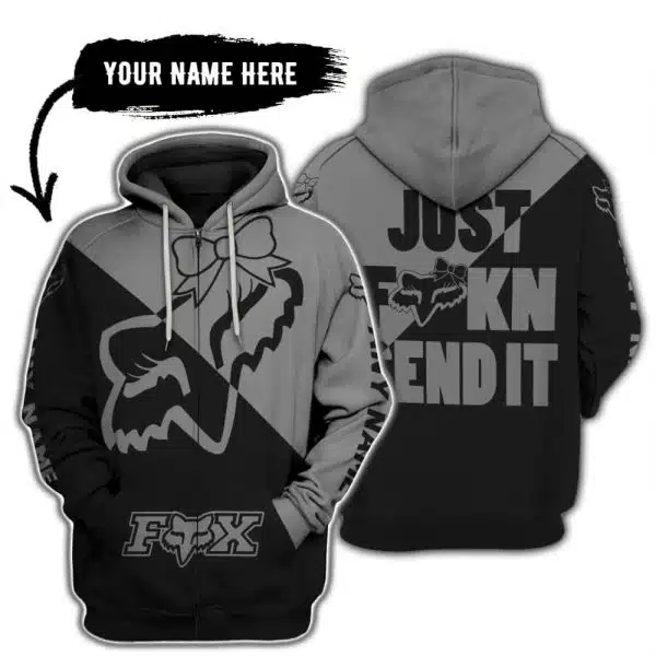 Just Fckn Send It – 3d All Over Printed – Fox Racing Girl – Grey - Image 2