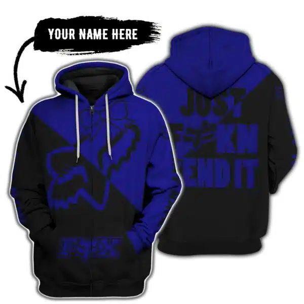 Just Fckn Send It – 3d All Over Printed – Fox Racing Girl – Navy - Image 2